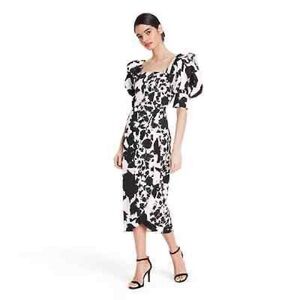 Christopher John Rogers Black White Floral Dress